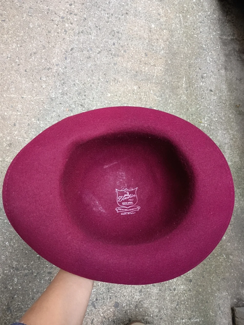 Doeskin Vintage Felt Wool Feather Bowler Hat 21.5